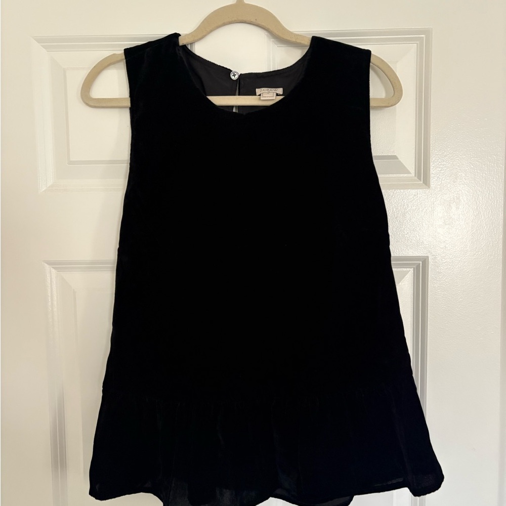 J. Crew Black Velvet Sleeveless Blouse
